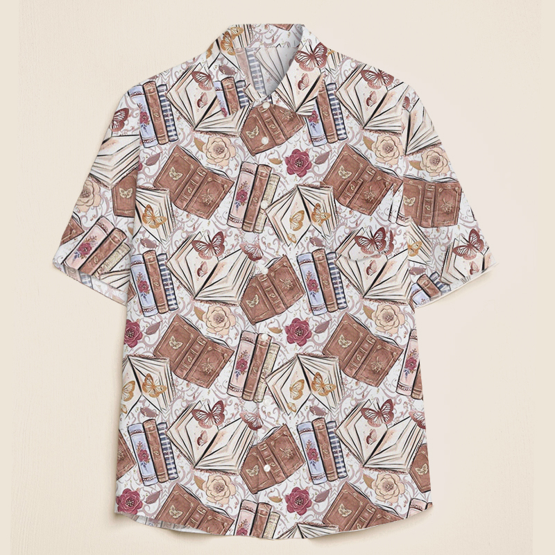 Books Flowers Butterflies Teacher Short Sleeve Shirt