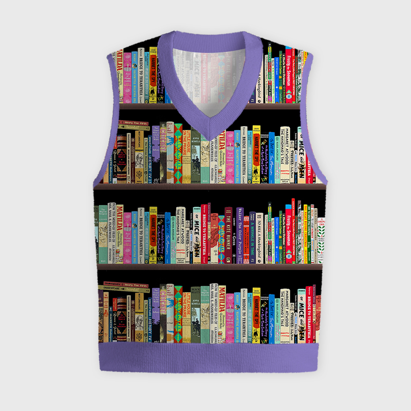 Bookshelf Teacher Ugly Christmas Vest