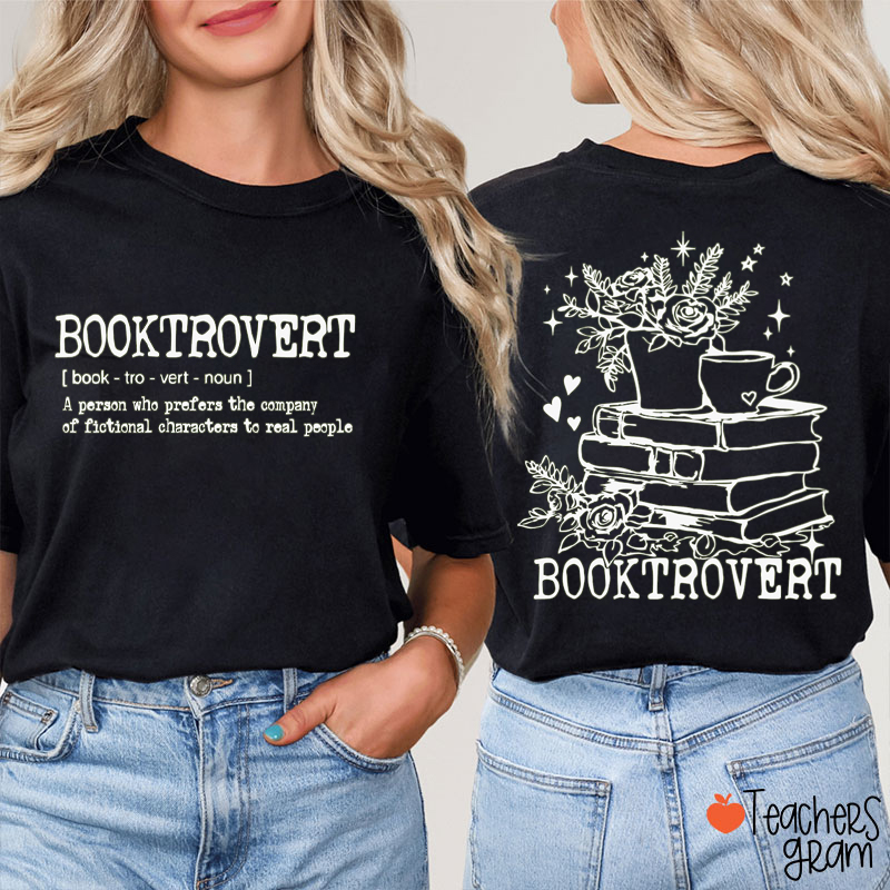 Booktrovert Teacher Two Sided T-Shirt