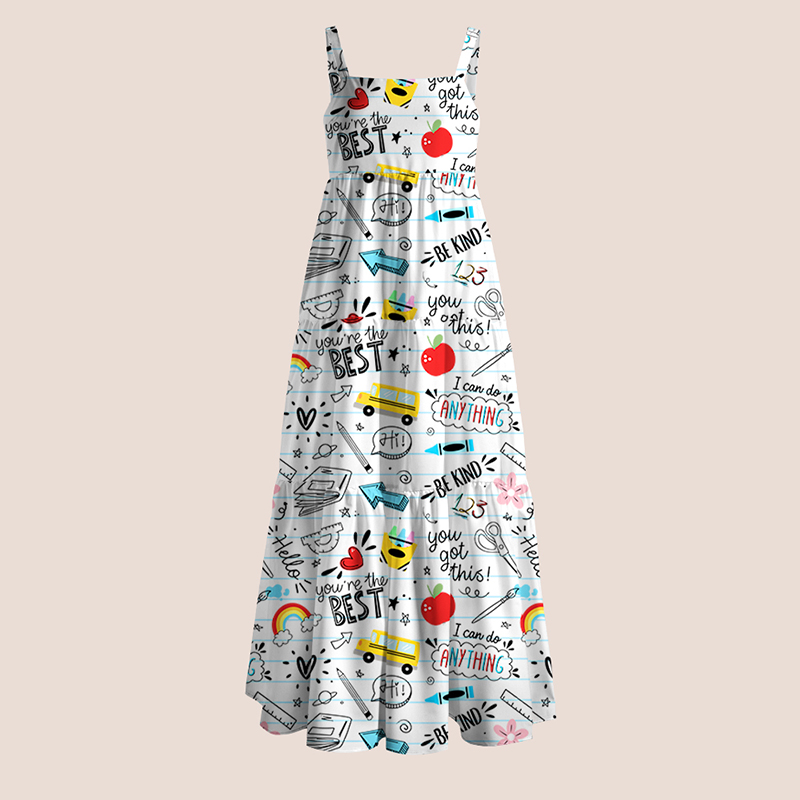 Cartoon Stationery Teacher Slip Dress