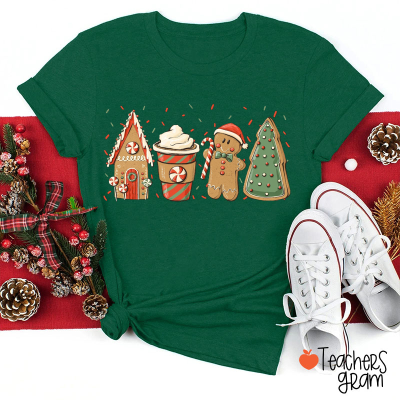 Christmas Sweets And Coffee Teacher T-Shirt