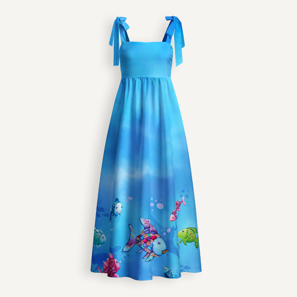 Colorful Fish Teacher Tie Shoulder Dress
