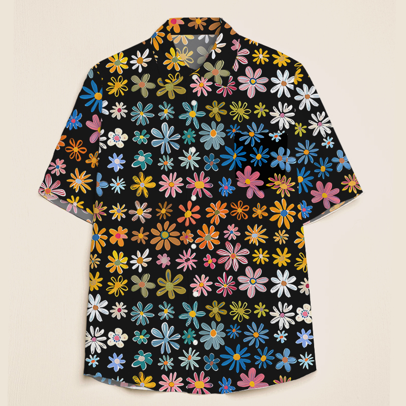 Colorful Flowers Teacher Short Sleeve Shirt