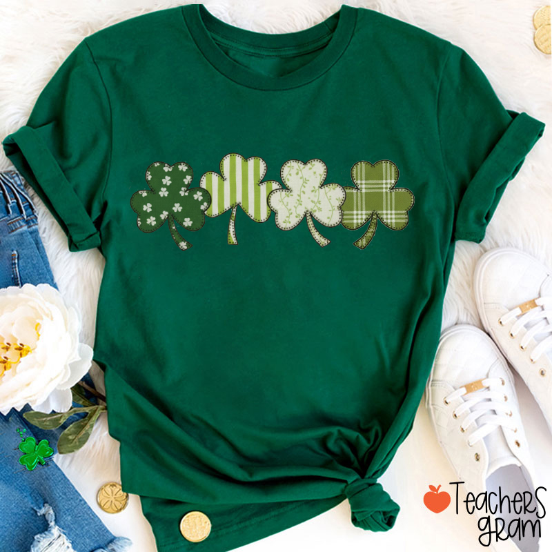 Comfort Colors Faux Patchwork Shamrock Teacher T-Shirt