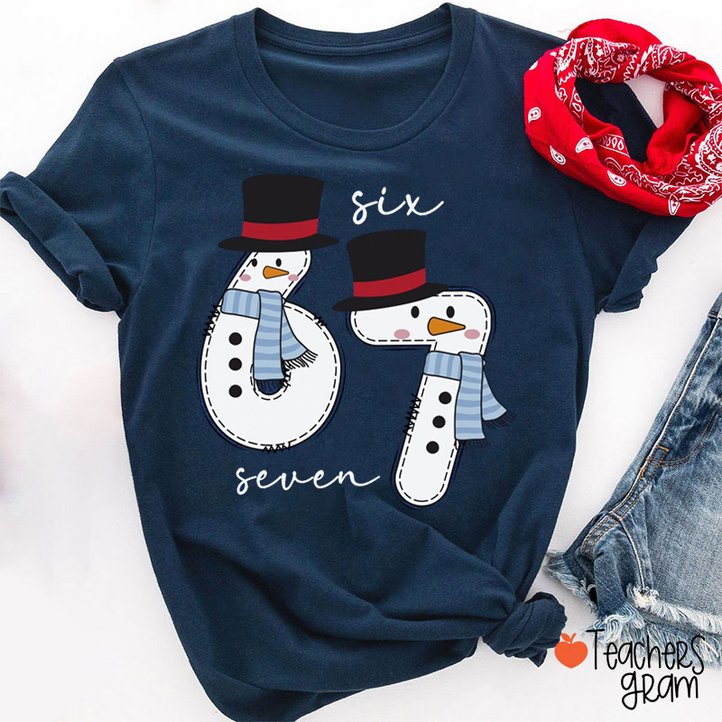 Comfort Colors Six Seven Snowman Teacher T-Shirt