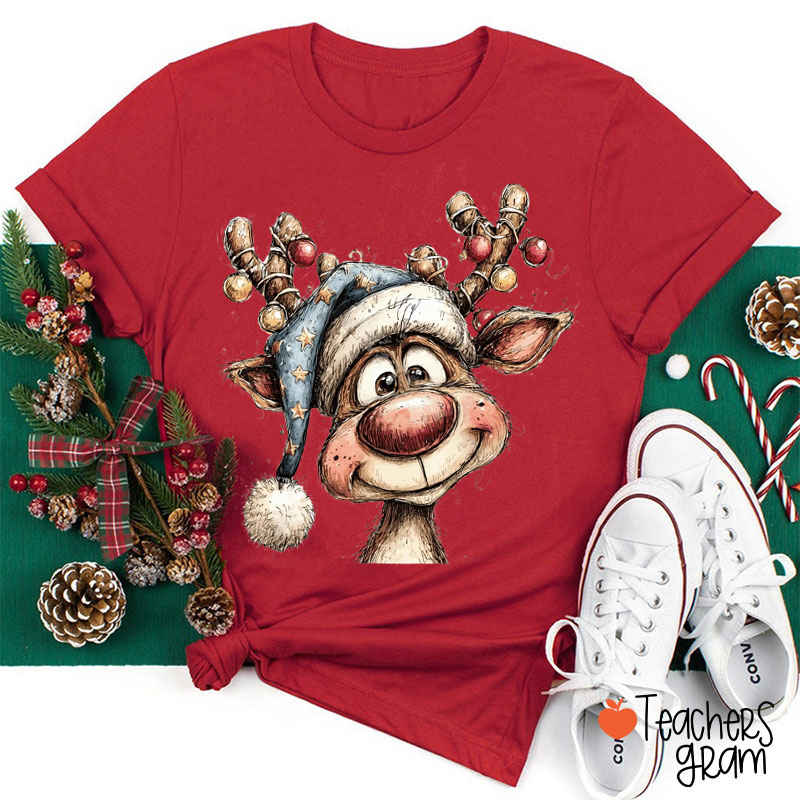 Comfort Colors Vintage Reindeer Teacher T-Shirt