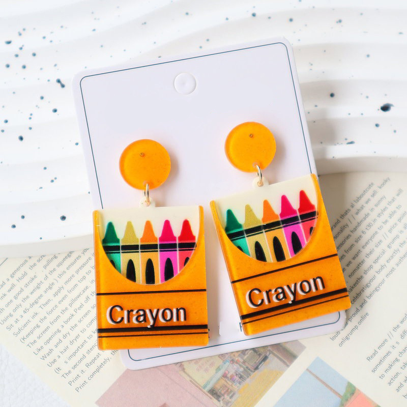 Crayon Box Teacher Acrylic Earrings