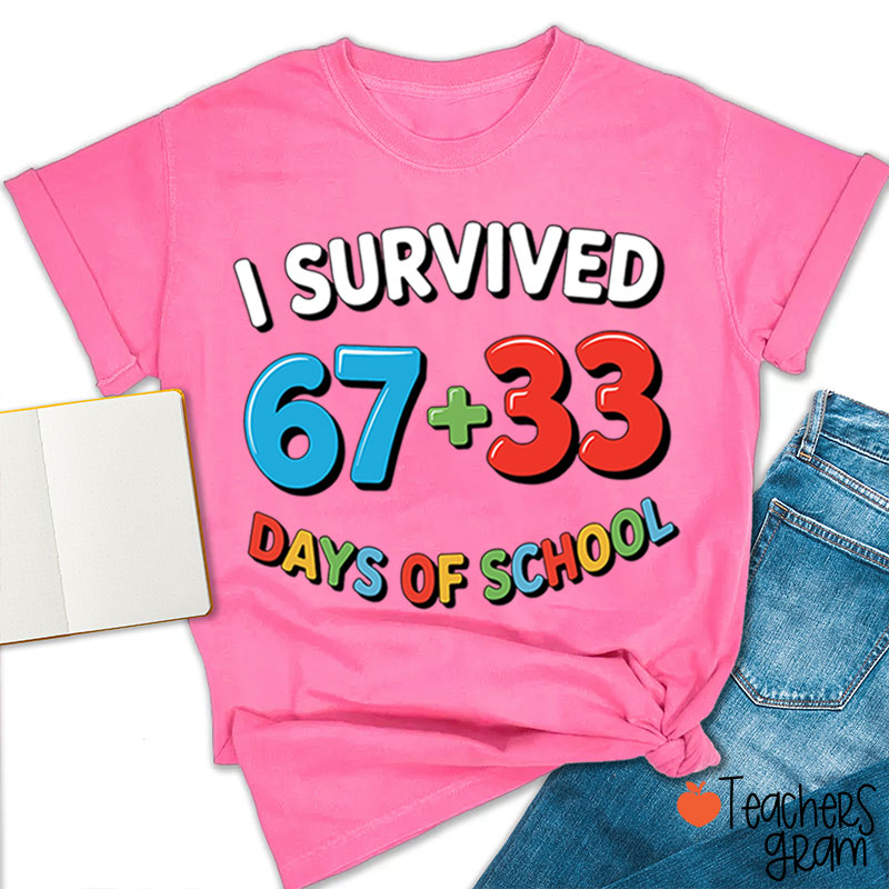 Funny Six Seven I Survived 100 Days Of School Teacher T-Shirt