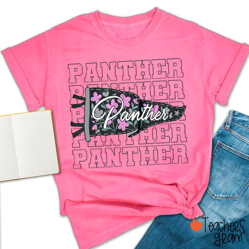 Personalized Mascot Flowers Pennant Teacher T-Shirt