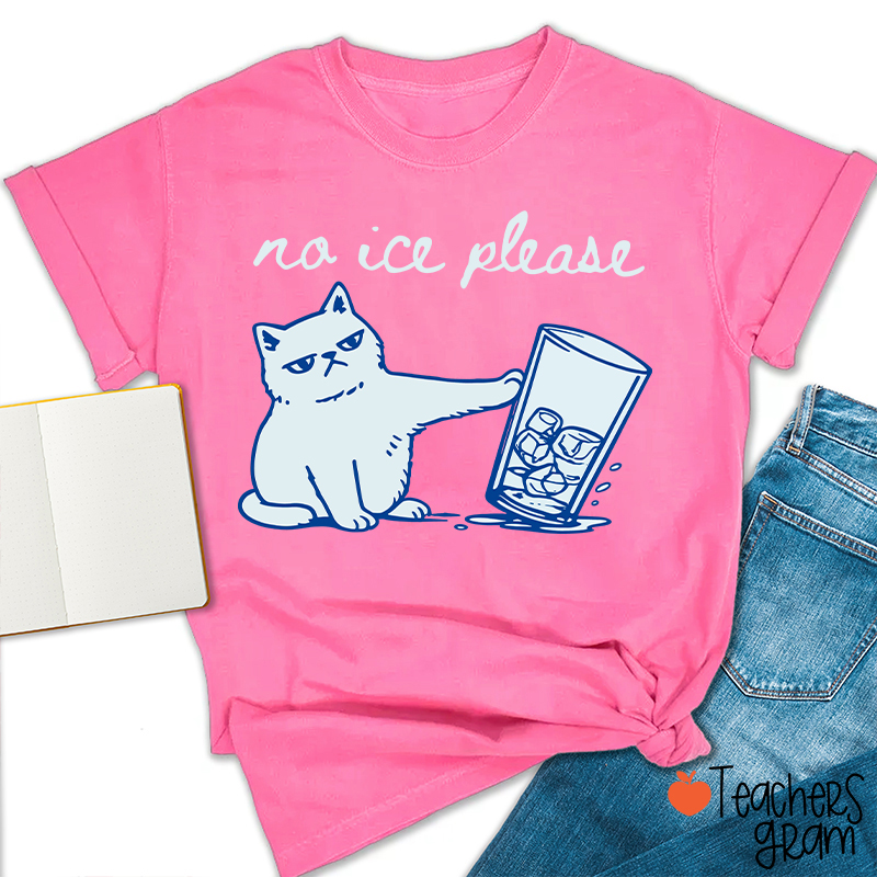 No Ice Please Cute Cat Teacher T-Shirt