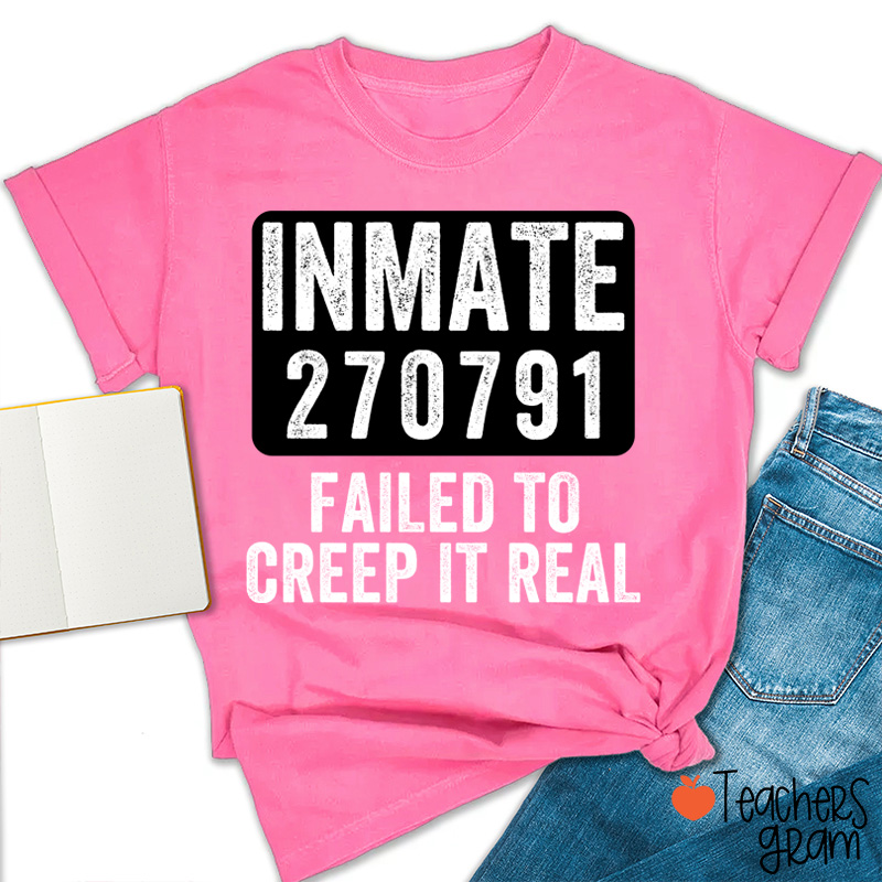 Personalized Spooky Inmate Mugshot Graphics Teacher T-Shirt