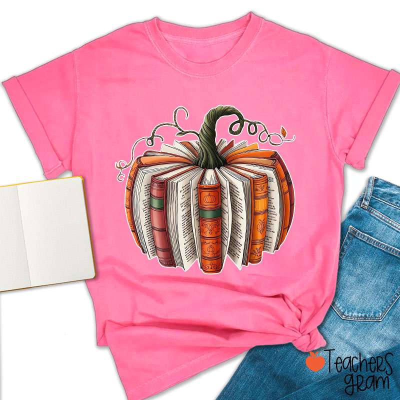 Pumpkin Book Teacher T-Shirt