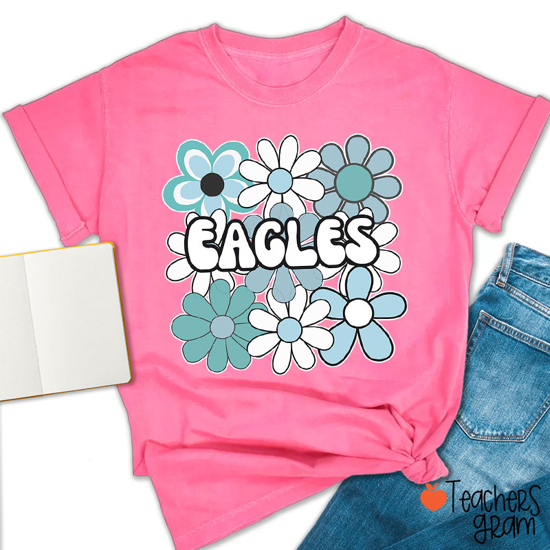 Personalized Mascot Flowers School Spirit Teacher T-Shirt