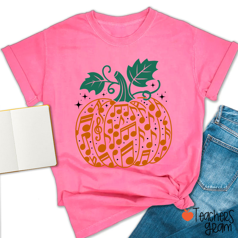 Music Note Pumpkin Teacher T-Shirt