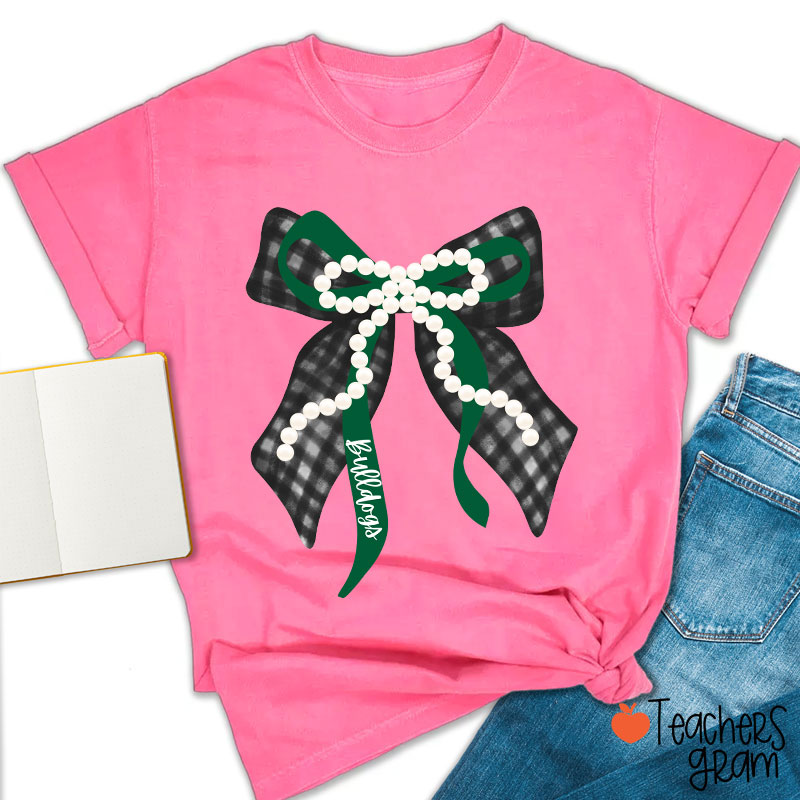 Personalized Mascot Pearl Bow Teacher T-Shirt