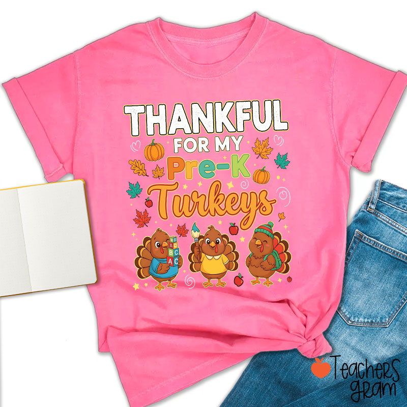 Personalized Grade Thankful For My Turkeys Teacher T-Shirt