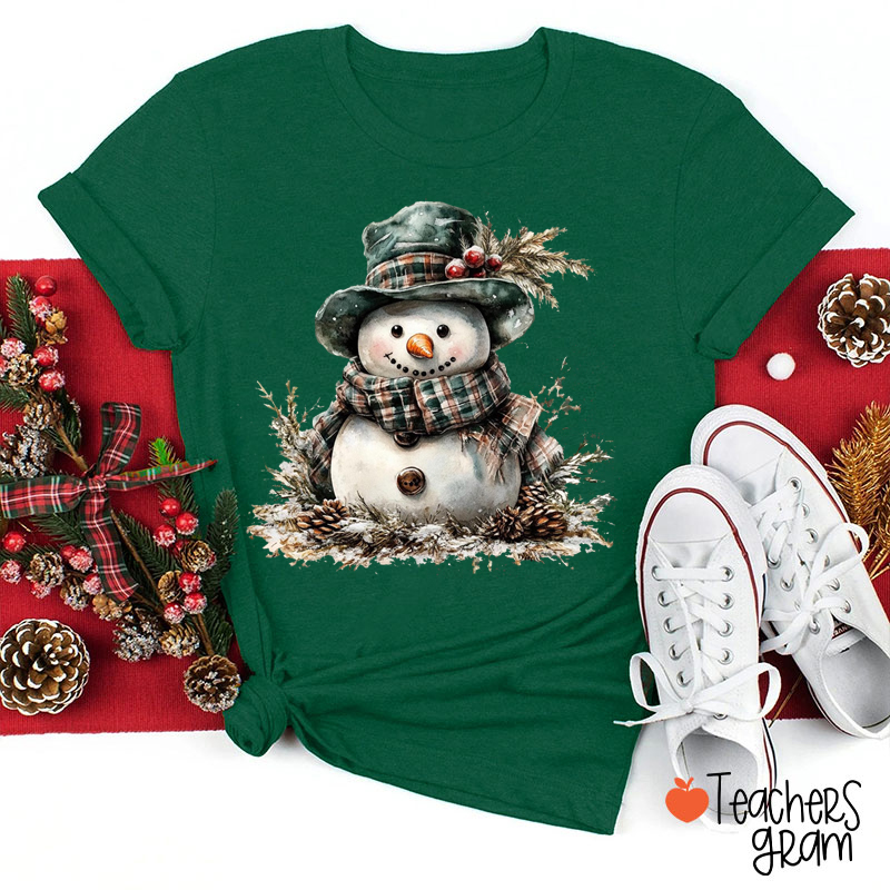 Cute Christmas Snowman Teacher T-Shirt
