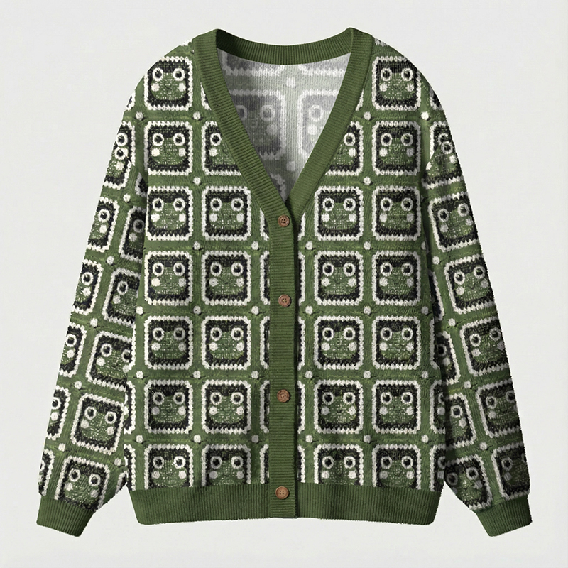Cute Frog Teacher Ugly Cardigan Sweaters