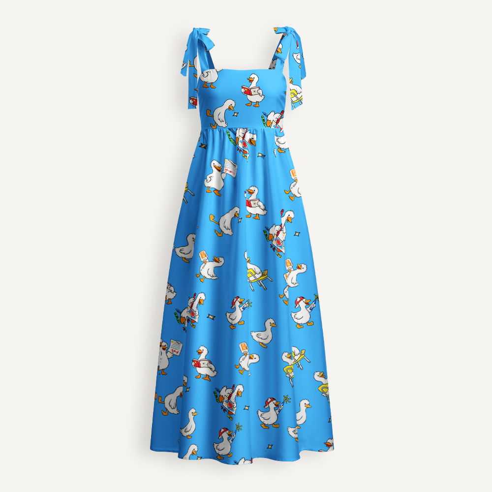 Cute Goose Teacher Tie Shoulder Dress