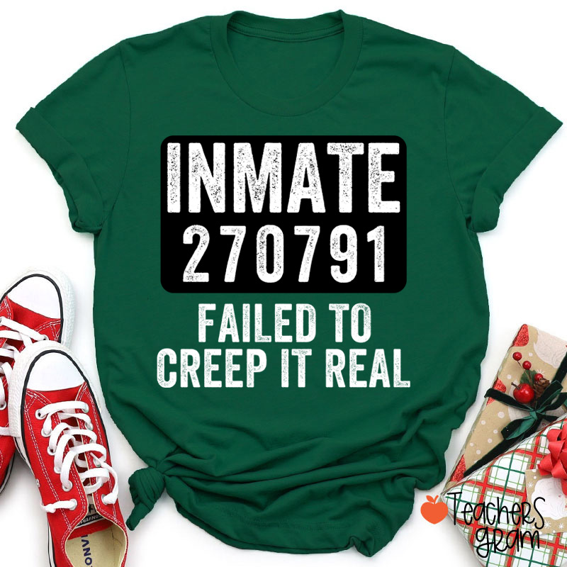 Personalized Spooky Inmate Mugshot Graphics Teacher T-Shirt
