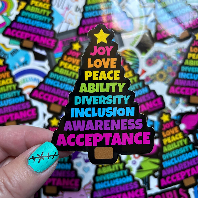 Diversity Christmas Tree Teacher Stickers