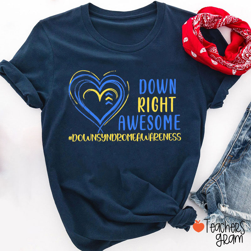 Down Right Awesome Teacher T-Shirt
