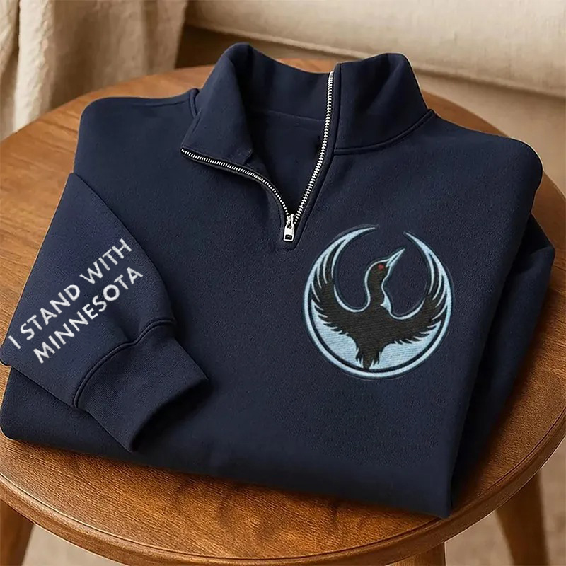 Embroidered Anti-ICE Minnesota Rebellion Teacher Quarter Zip Sweatshirt