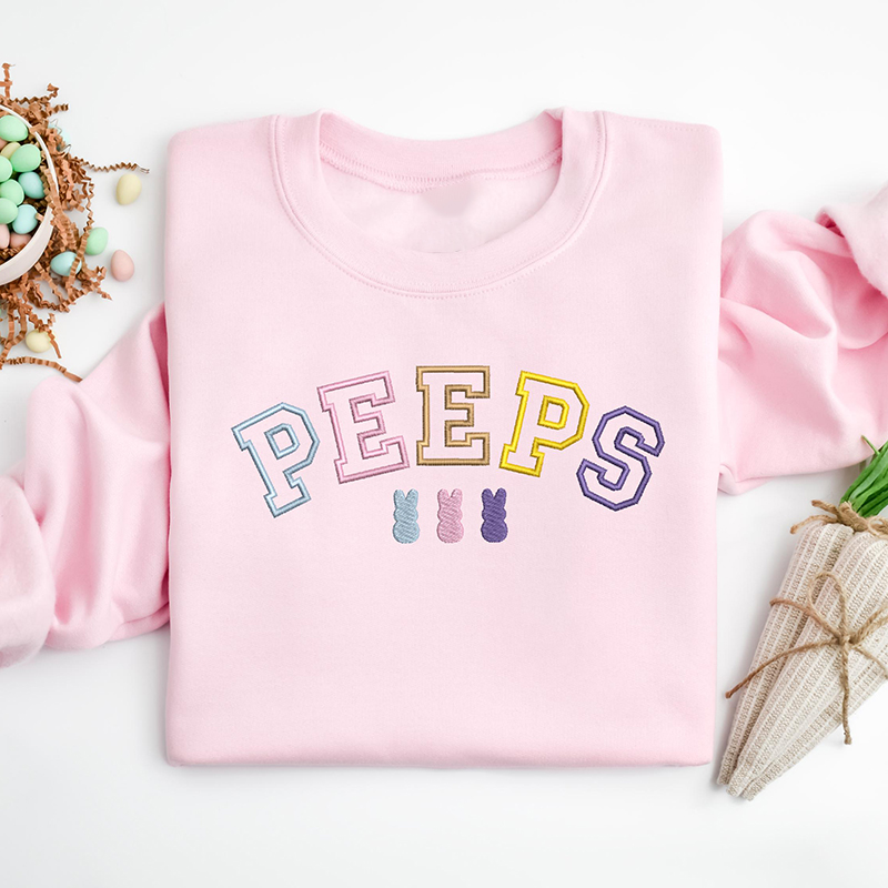 Embroidered Easter Bunny Peeps Teacher Sweatshirt