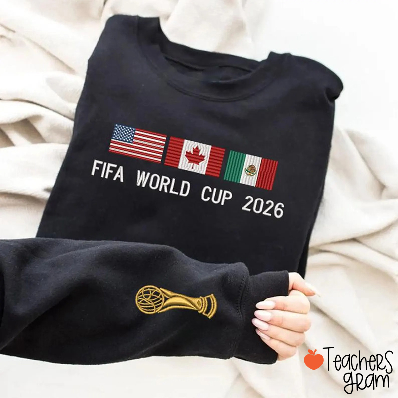 FIFA World Cup 2026 Embroidered Teacher Sleeve Print Sweatshirt