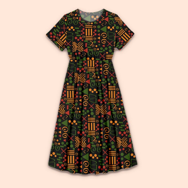 Fashoin African Print Teacher Printed One Piece Dress