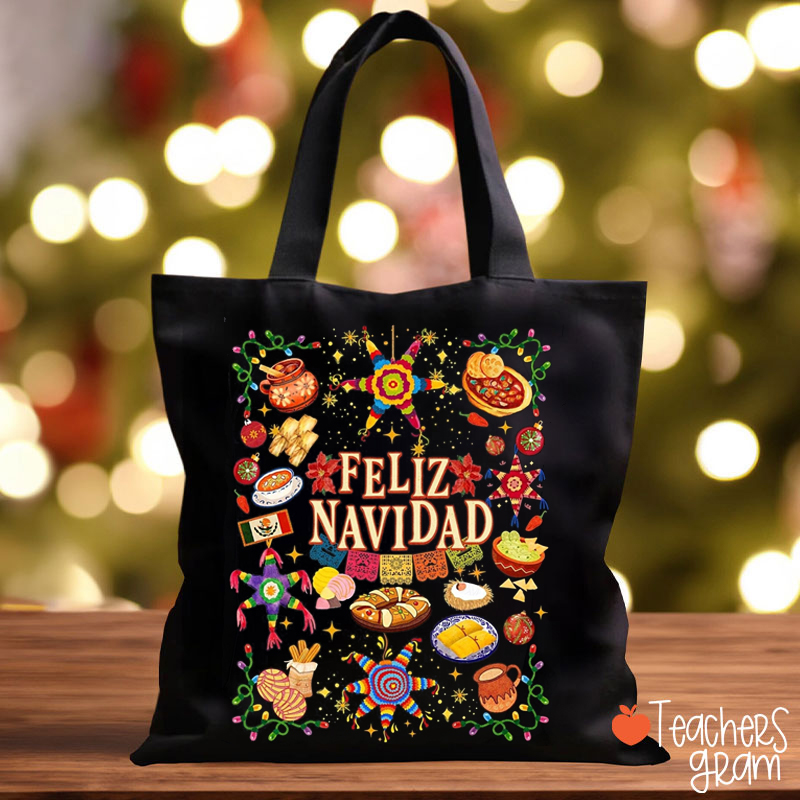 Feliz Navidad Spanish Traditional Food Spanish Teacher Bag Tote Bag