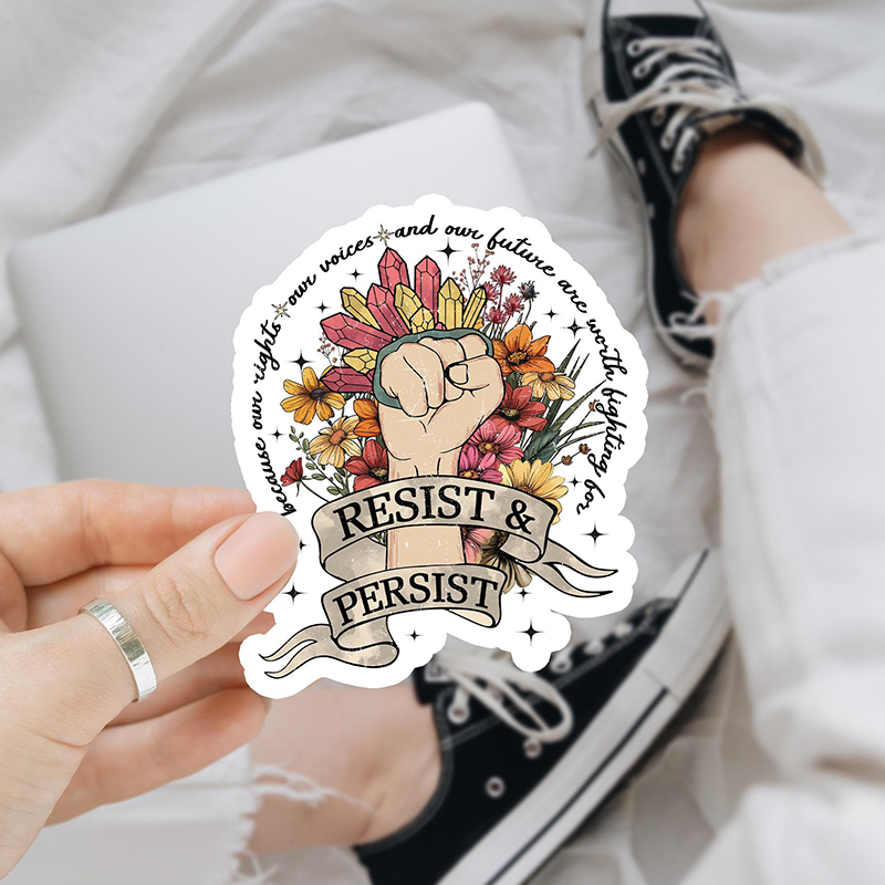 Feminist Fist Resist And Persist Teacher Stickers