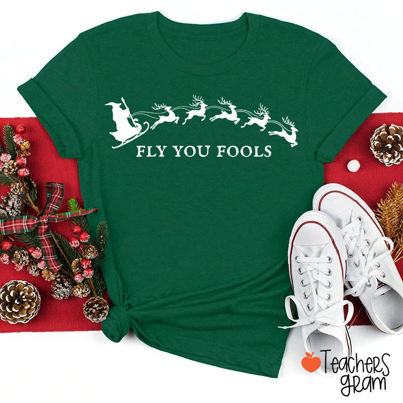 Fly You Fools Gandalf Christmas Teacher T-Shirt
