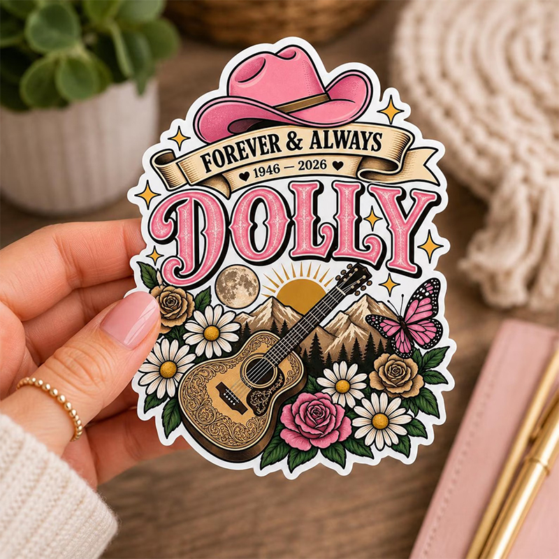 Forever And Always Dolly Western Floral Guitar Teacher Stickers