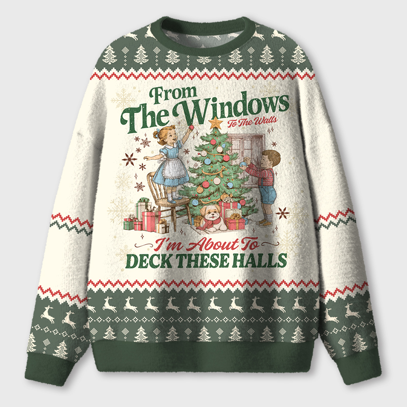 From The Windows To The Walls Teacher Ugly Fluffy Christmas Sweater