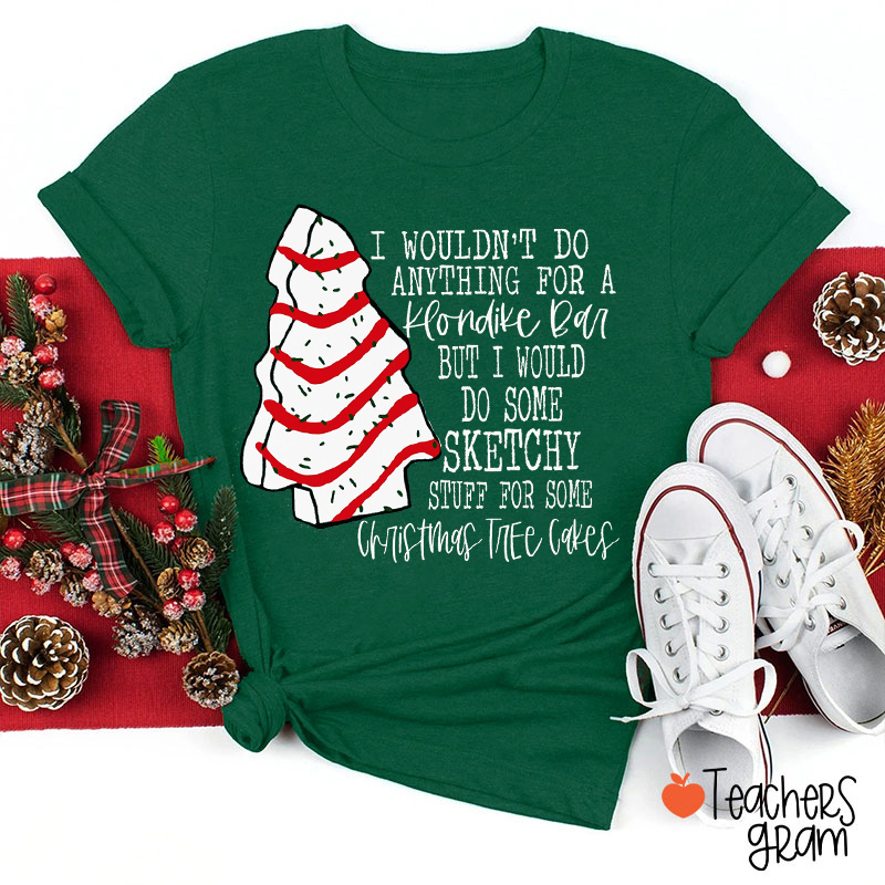 Funny Christmas Tree Cake Teacher T-Shirt
