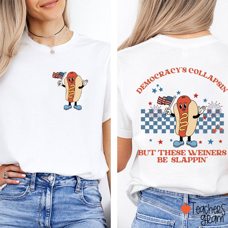 Funny Groovy Hot Dog Teacher Two Sided T-Shirt