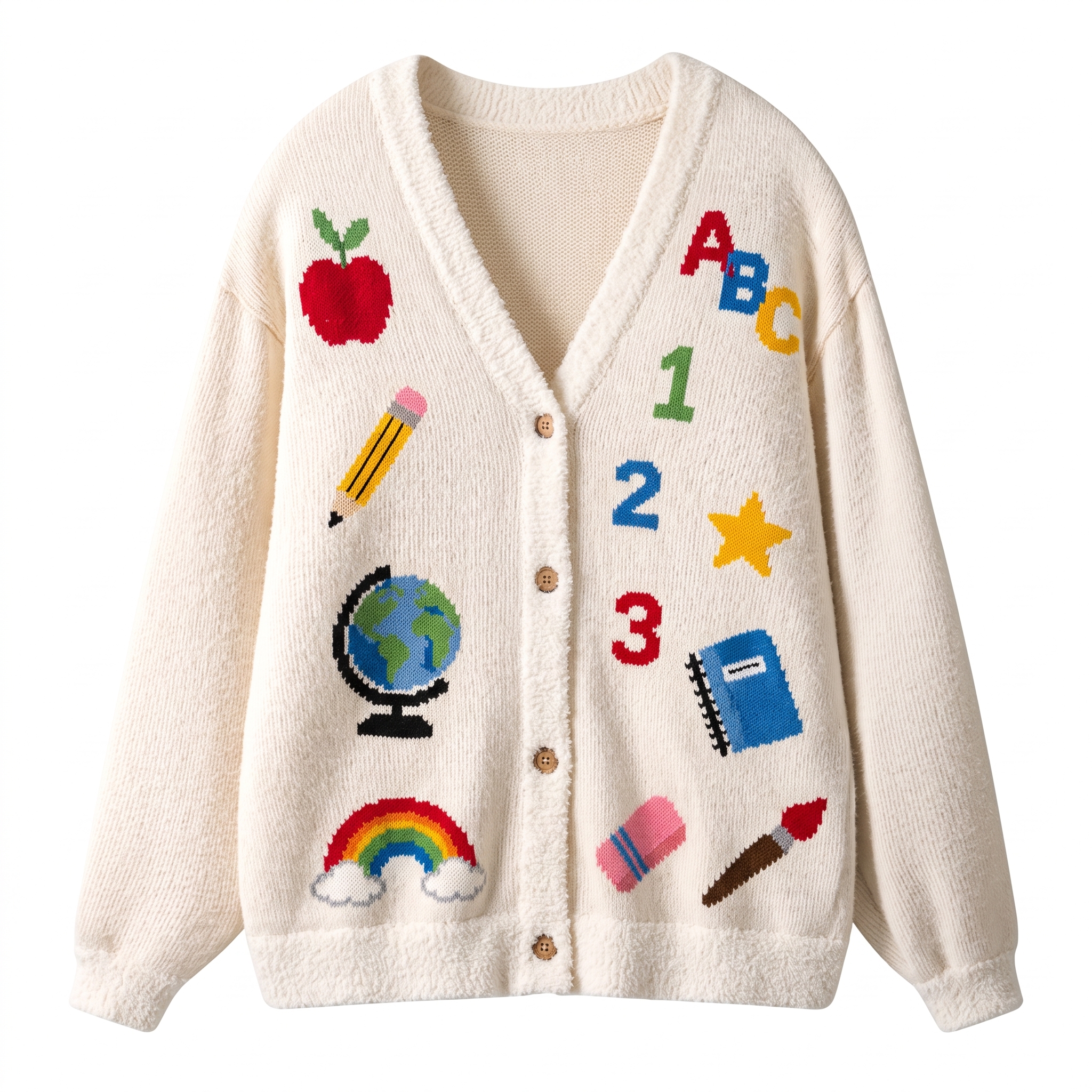 School Supply Graphic Teacher Ugly Cardigan Sweaters