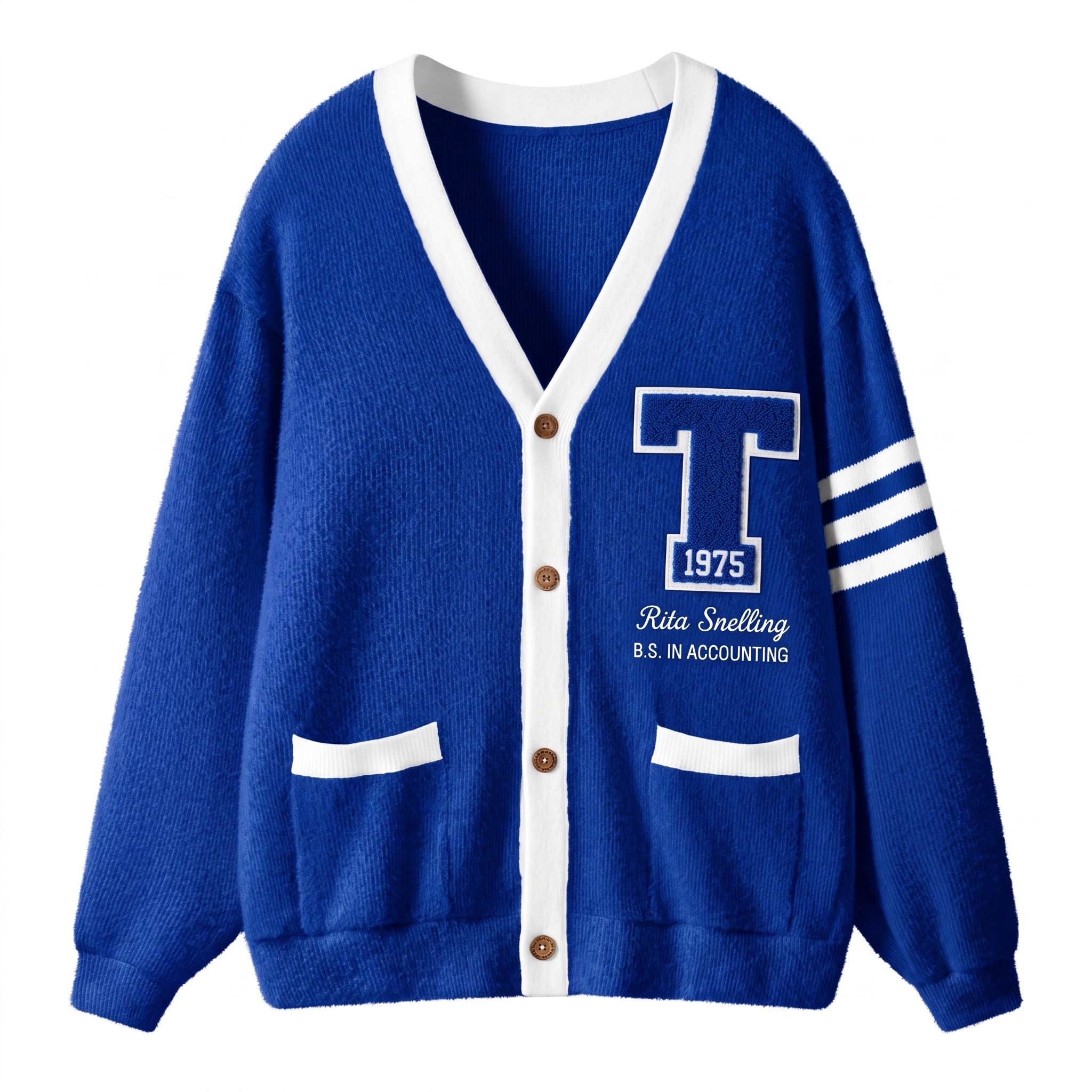 Personalized Letter Preppy Striped Teacher Ugly Cardigan Sweaters