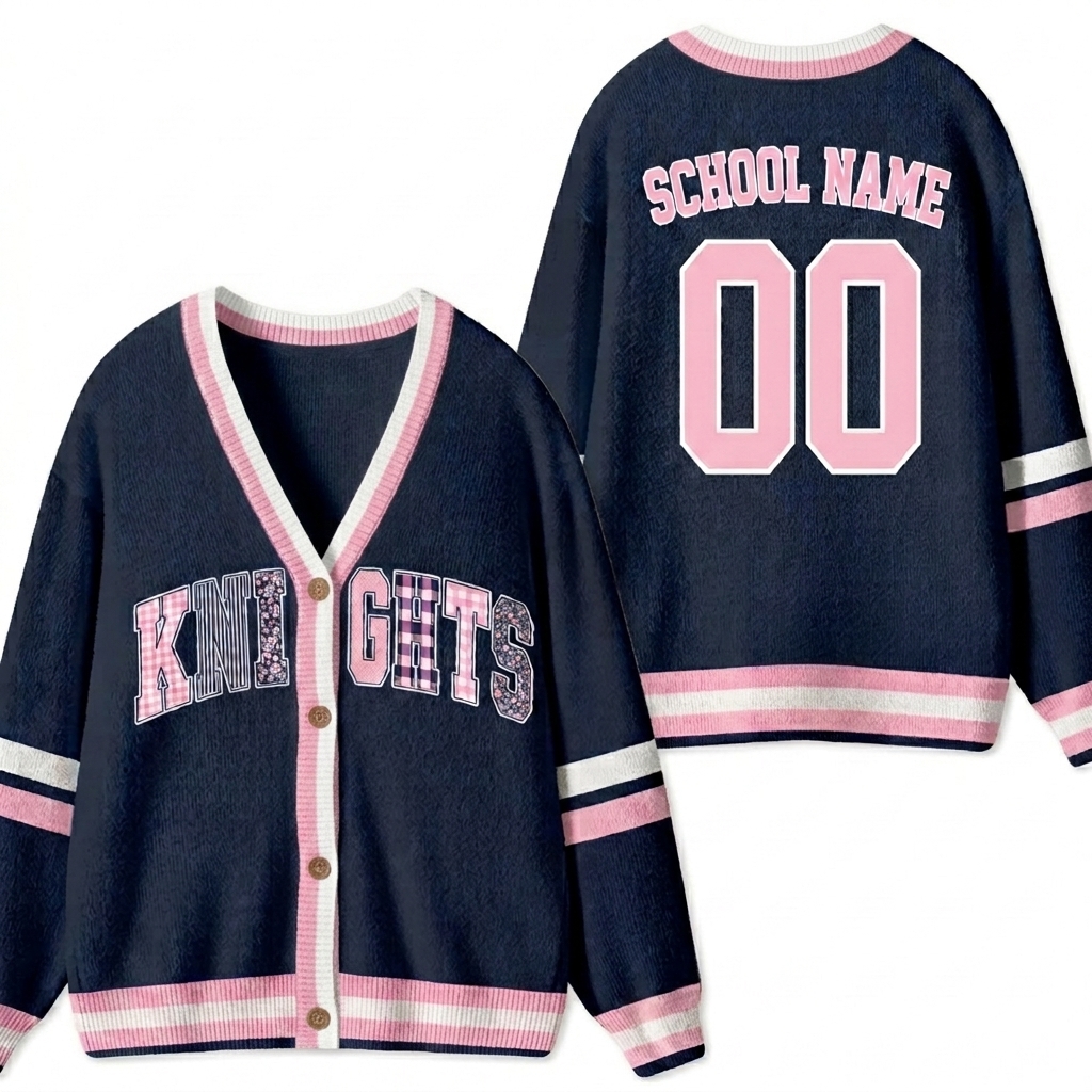 Personalized School Name Number Mascot Teacher Ugly Cardigan Sweater