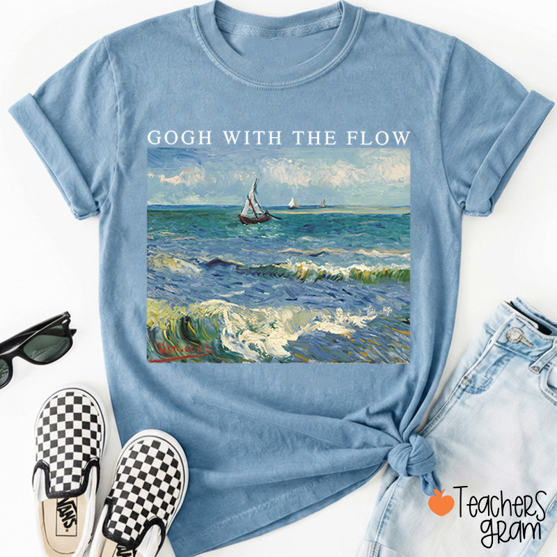 Gogh With The Flow Van Gogh Seascape Art Teacher T-Shirt