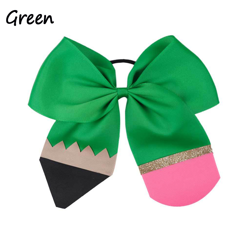 Glitter Pencil Bow Teacher Hair Clip