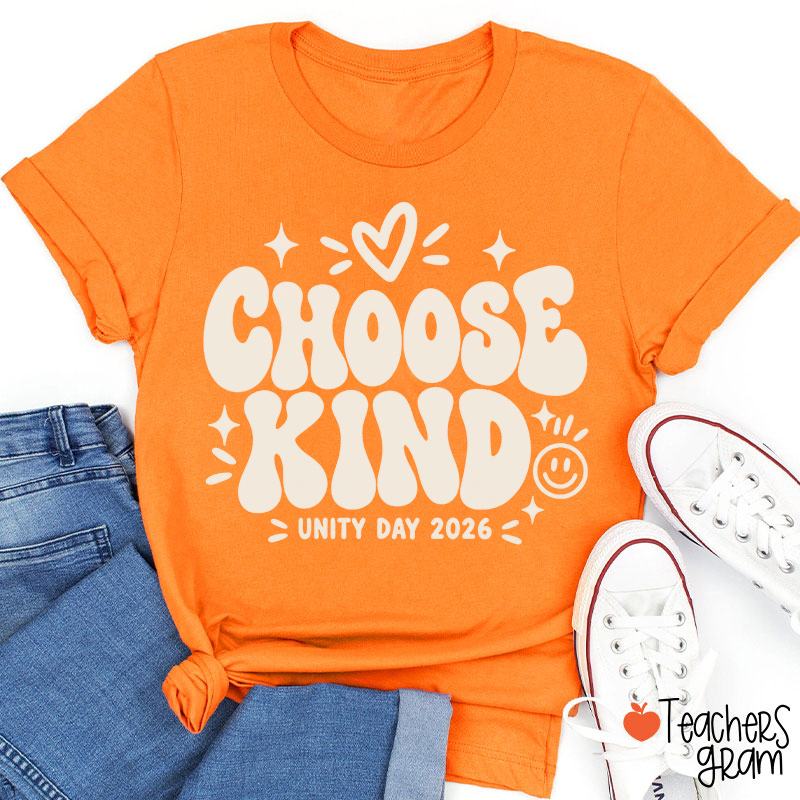 Groovy Choose Kind Unity Day Teacher T-Shirt