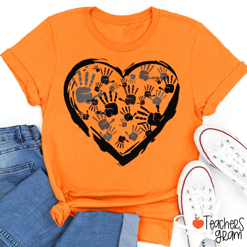 Hands of Kindness Heart Teacher T-Shirt