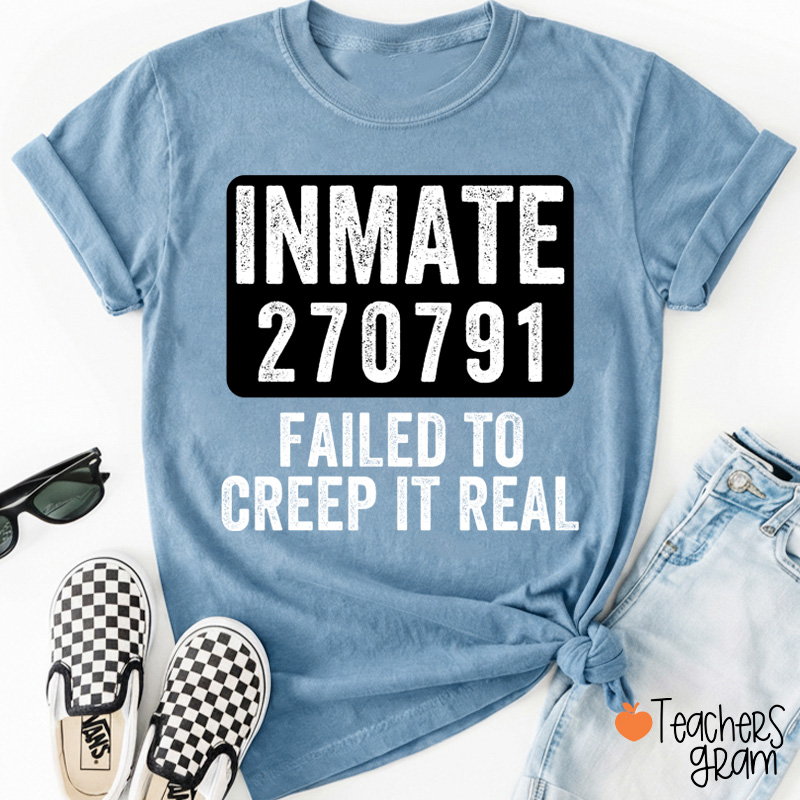 Personalized Spooky Inmate Mugshot Graphics Teacher T-Shirt