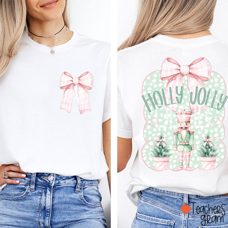 Holly Jolly Christmas Ballet Stage Play Teacher Two Sided T-Shirt