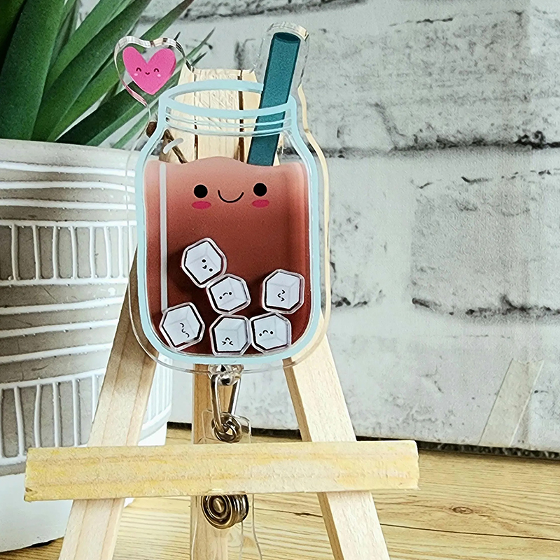 Iced Coffee EKG Shaker Badge Reel