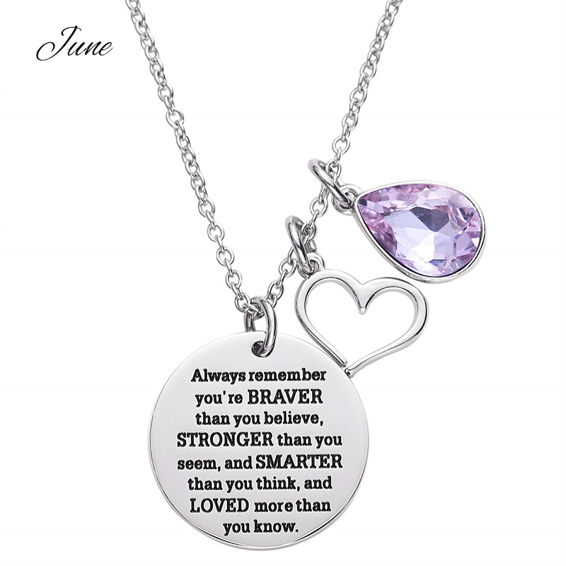 12-color Birthstone Diamond Teacher Necklace