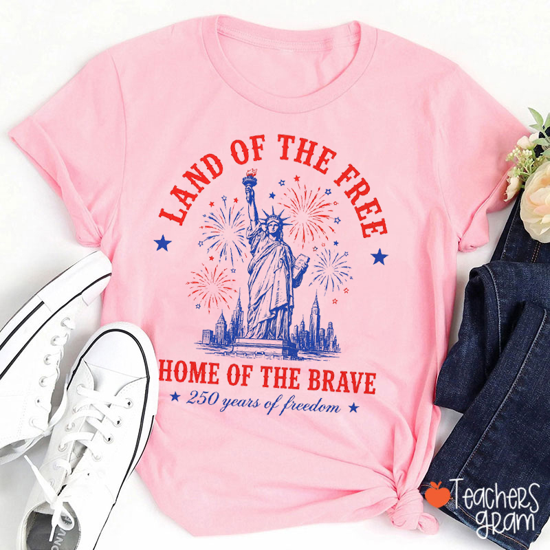 Land Of The Free Home Of The Brave Teacher T-Shirt