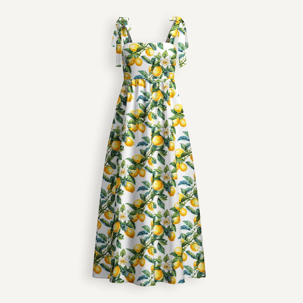 Lemon Summer Teacher Tie Shoulder Dress
